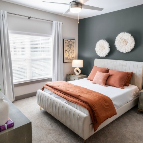 Bedroom with Ceiling Fans